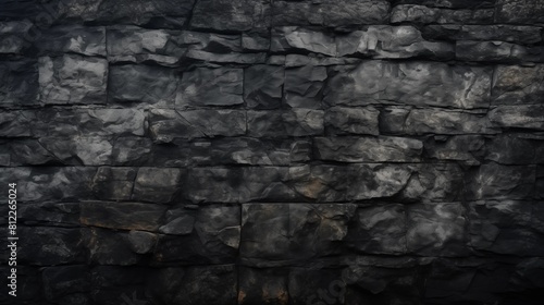 Detailed Monochrome Texture of a Dark Stone Wall Background
