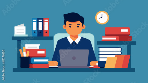 deadlines at work tired office worker man cartoon vector illustration