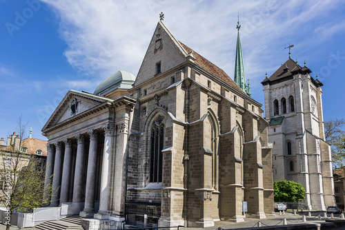 Basilica of Our Lady of Geneva (Basilique Notre-Dame de Geneve, 1857) Roman Catholic church and Minor Basilica located in Geneva, it dedicated to Blessed Virgin Mary. GENEVA, SWITZERLAND.