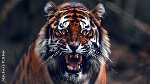 Angry tiger head, Wild animals