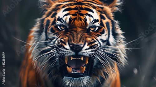 Angry tiger head, Wild animals