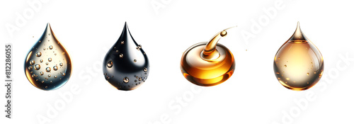 drop of oil and shampoo on transparent background 