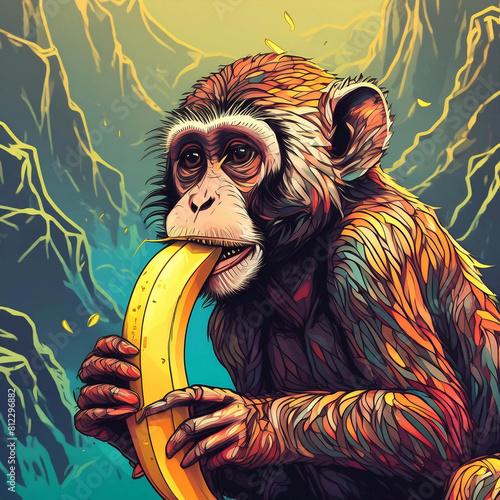 a monkey eating a banana