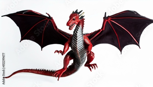 Red fantasy dragon in flight .isolated on white background