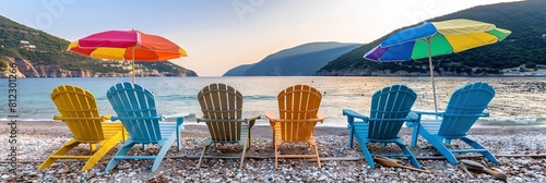 summer vacation with chairs on an idyllic beach