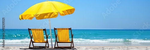 summer vacation with chairs on an idyllic beach