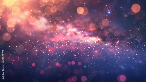 Blurred Milky Way Background with Fireworks