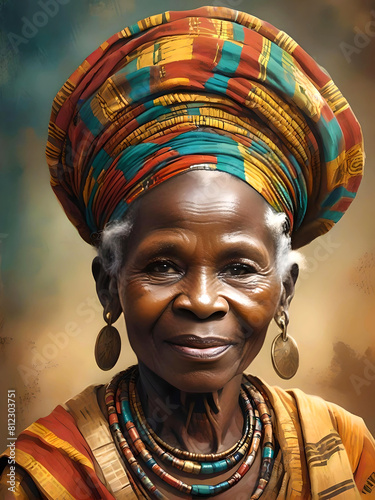 african women, old women, portrait, fantasy, tradition clothes, KI, AI, digital, art, wall art, Poster, 