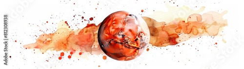 Immerse yourself in the uncanny environment of a Kawaii creative futuristic charismatic watercolor painting of Mars