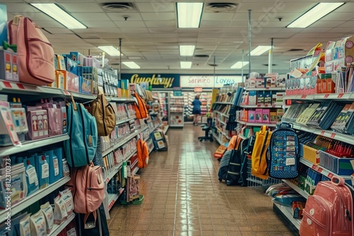 The interior of a store that sells school supplies.