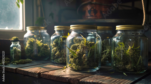 Jars of Dried Marijuana for Sale in Licensed Market