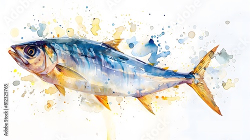 Fishy Delights: Tasty Sardine Captured, colorful illustration 