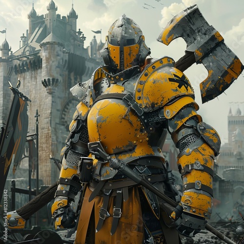 Yellow and grey armored knight.