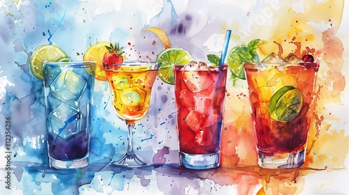 watercolor Refreshing cocktails for any occasion.