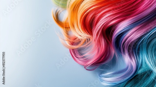 虹色にカラーリングされた髪の背景