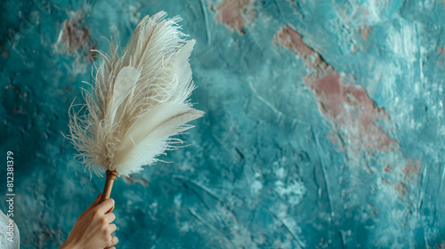 feather duster in hand, a cleaner gracefully erases dust from delicate surfaces