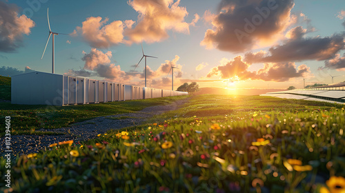 Modern battery energy storage system with wind turbine