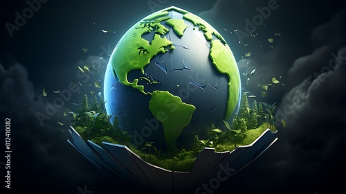 A digital painting of Earth with a shield protecting it from environmental harm for Earth Day.