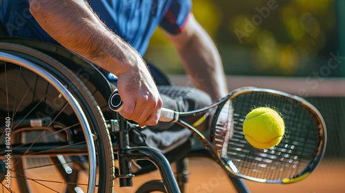 playing user wheelchair tennis disabled image closeup a candid of generated ai