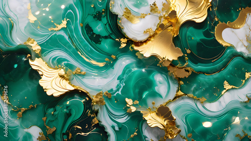 Jade Marble and Gold Texture Stunning Background for Banner and Poster Design