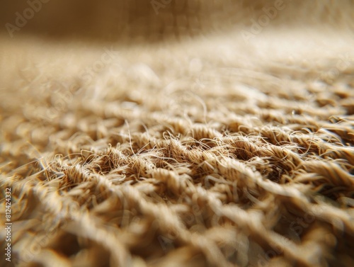 Close-up of Beige Woven Fabric Texture 