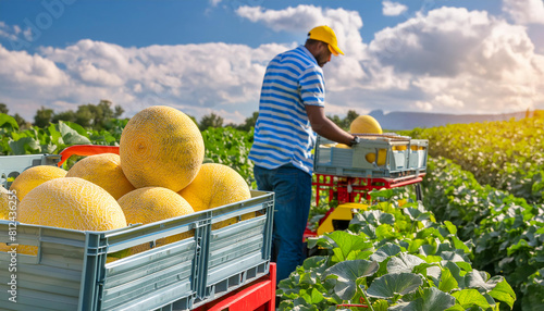 melons being picked in the plantation