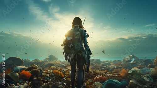 A person participating in a coastal cleanup to protect marine habitats for Earth Day.