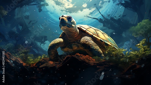 A digital painting of Earth with a spotlight on endangered species conservation for Earth Day.
