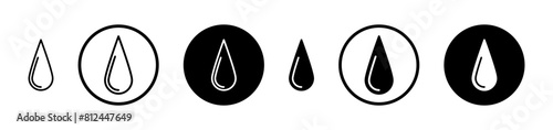 Water drop vector icon set. Fluid droplet icon for environmental and science apps.