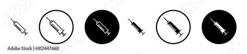 Syringe vector icon set. Medical injection icon for healthcare systems.