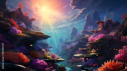 A beautiful coral reef teeming with marine life to highlight the importance of ocean conservation for Earth Day.