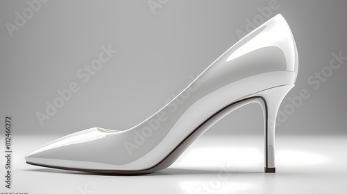 A classy and elegant high-heel shoe mockup on a solid white background, emphasizing its pointed toe and stiletto heel, all photographed in high definition to showcase its sophistication.