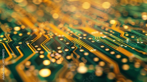 A close-up of a biotechnology-enhanced circuit board with organic patterns, fusing natural and technological elements for sustainable energy