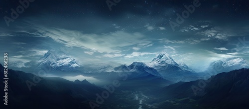 A captivating image capturing the beauty of a nighttime mountain landscape. Creative banner. Copyspace image