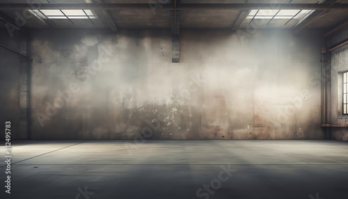 Abandoned warehouse with a clean wall space, suitable for urban style photography or graffiti art displays