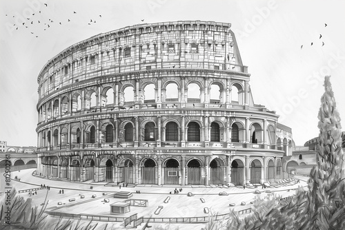 Colosseum abstract sketch hand drawn
