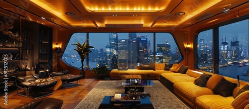 Luxurious Lounge with Panoramic City Skyline Views