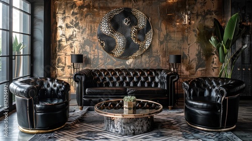 Luxurious Lounge with Venomous Vibes Cobra Inspired Decor and Moody Ambiance