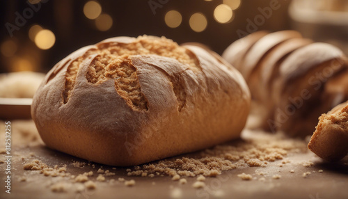 Organic sourdough bread crumb with whole wheat flour 