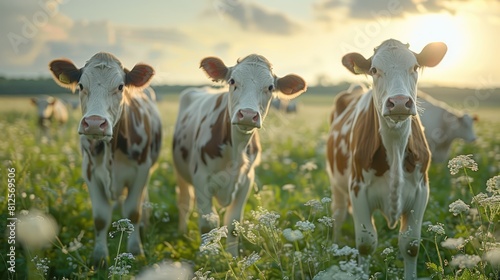 Holstein cows in the meadow Generative AI