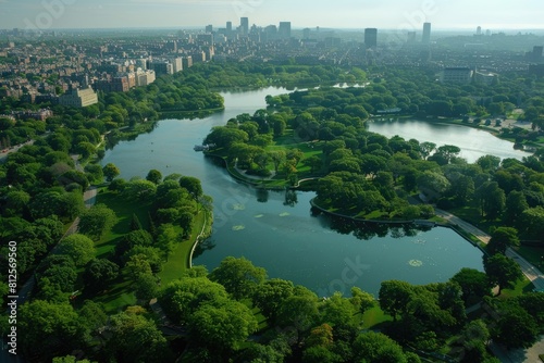 Historic Back Bay Fens: An Aerial View of Olmsted's Urban Park in Boston's Emerald Necklace, MA, USA