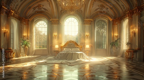 luxury house bed room and golden interior 