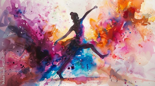 Vibrant watercolor artwork showcasing the dynamic nature of dance