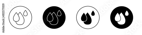 Water drop icon set. rain drops sign. blood, tear or oil liquid droplet vector symbol. paint or milk drip sign. teardrop icon in black filled and outlined style.