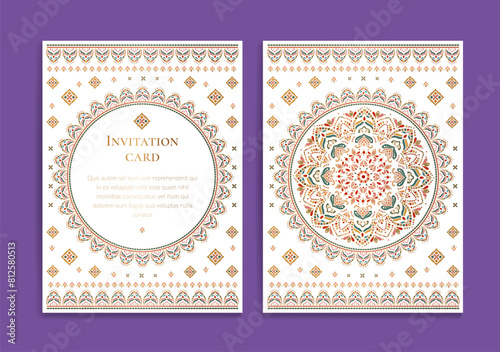 Luxury invitation card design with vector mandala pattern. Vintage ornament template. Can be used for background and wallpaper. Elegant and classic vector elements great for decoration.