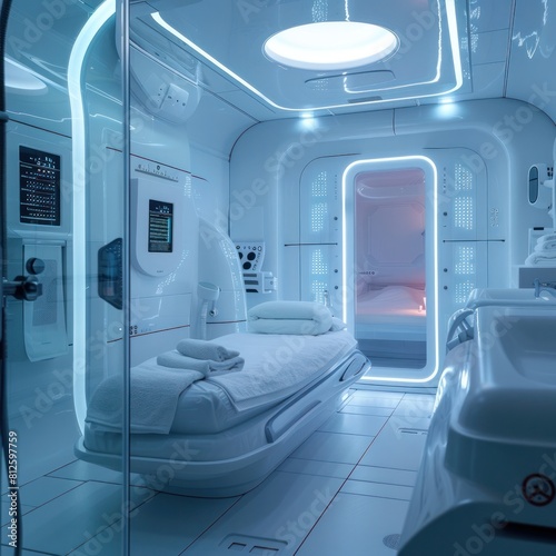 Futuristic Bathroom for Next Gen Space Travelers Equipped with Cutting Edge Grooming Tools and