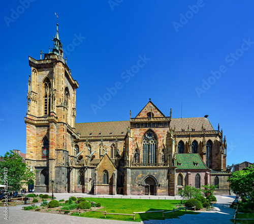 Collegiate church of Saint-Martinin the beautiful old town of Colmar. Alsace, France, Europe