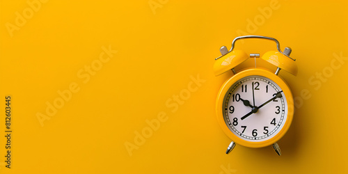 Yellow alarm clock on yellow background. 3d r fundi Amare .Vibrant Yellow Timepiece.