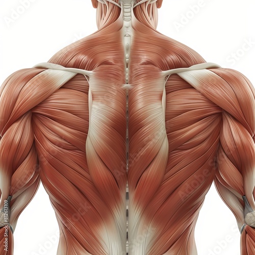 Human back muscle anatomy, posterior view