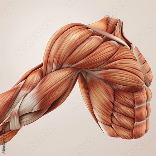 This is a detailed diagram of the shoulder muscles, showing the major muscles and their attachments.